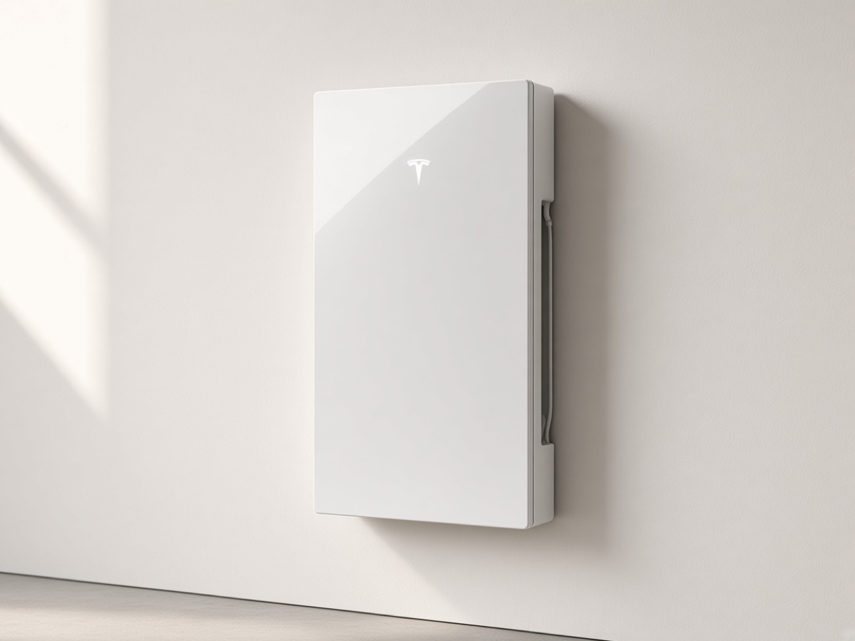 Tesla Powerwall 3 mounted on a garage wall